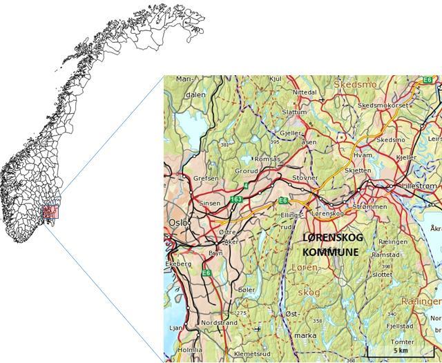 Kart 6. Lørenskog kommune i Akershus Kilde: kartverket (www.norgeskart.