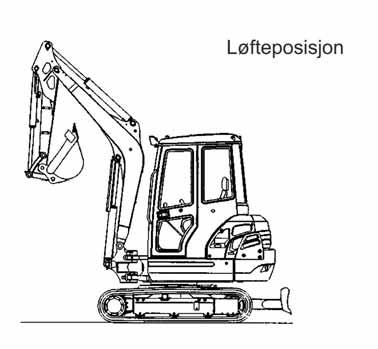 Berging, lastning og transport Gravemaskinen skal sikres med bremseklosser hhv. kjettinger eller egnede stropper mot å skli ut av posisjon på transportkjøretøyet.