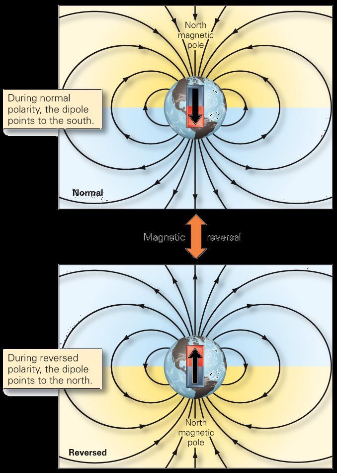 Jordens magnetfelt og magnetiske reverseringer Jorden har et magnetfelt som i