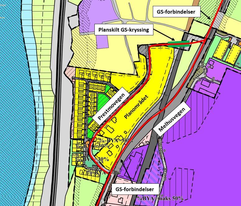 2.4 Planlagt situasjon Planforslaget legger opp til utbygging av 18 vertikaldelte boliger på eiendommen Midttun, gnr/bnr 88/6 og 88/30.