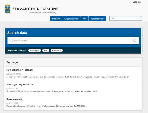 Understøttende tiltak Åpne data https://open.stavanger.