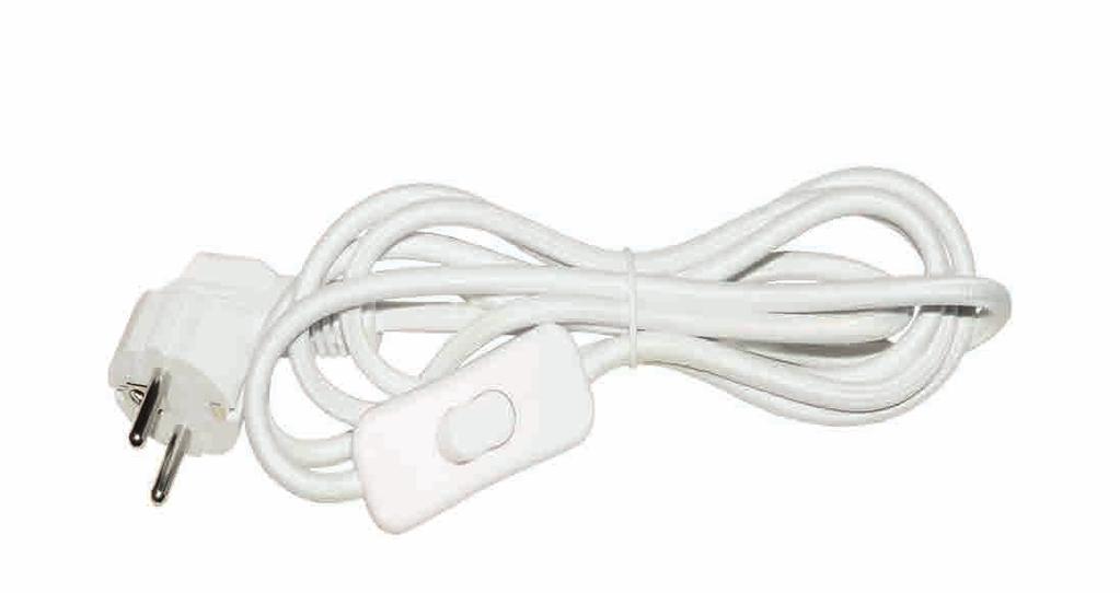 Fabric Cable W/ Switch and Plug - Round Black, White, Black &