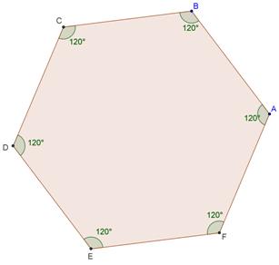 Sekskant Vinkelsummen Summen av vinklane i ein regulær sekskant er 120 o 6= 720 o Rommet