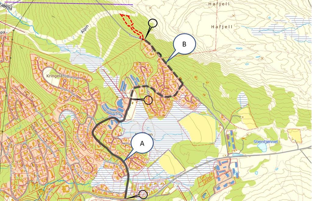 Detaljreguleringsplan 201805 Hafjell Alpinsenter Serveringssted Gaialøypa side 25 Trafikkgenerering Aktuelt lokalt vegnett som påvirkes av tiltaket er vist på kartskissen over.