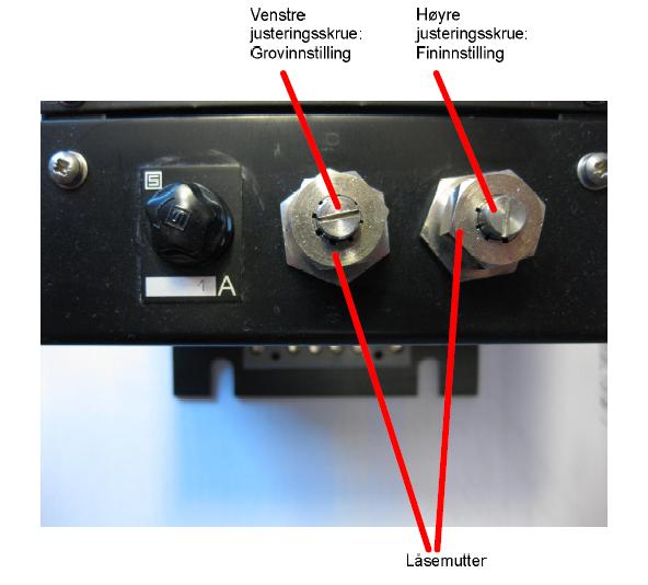 Togdeteksjon Side: 3 av 8 1.5 Klargjøring av VO-50 ved første gangs oppkobling VO-50 V4 har to justeringsskruer for innstilling av strømmen i releet.