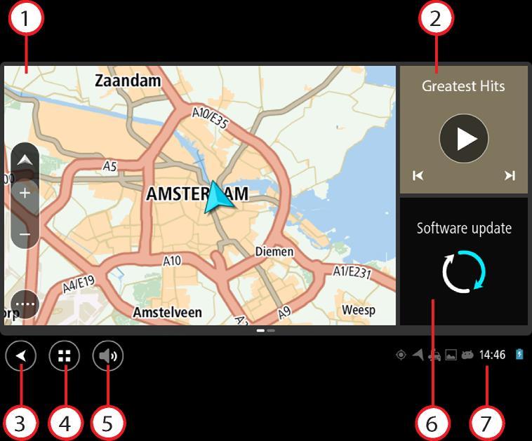 Starte TomTom Bridge TomTom Bridge starter når den er i holderen og holderen er koblet til strøm. Når TomTom Bridge ikke er i holderen, kan du også trykke på på-/av-knappen til enheten starter.