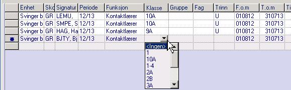 Velg signatur og klasse (pkt 6-7 over) til du