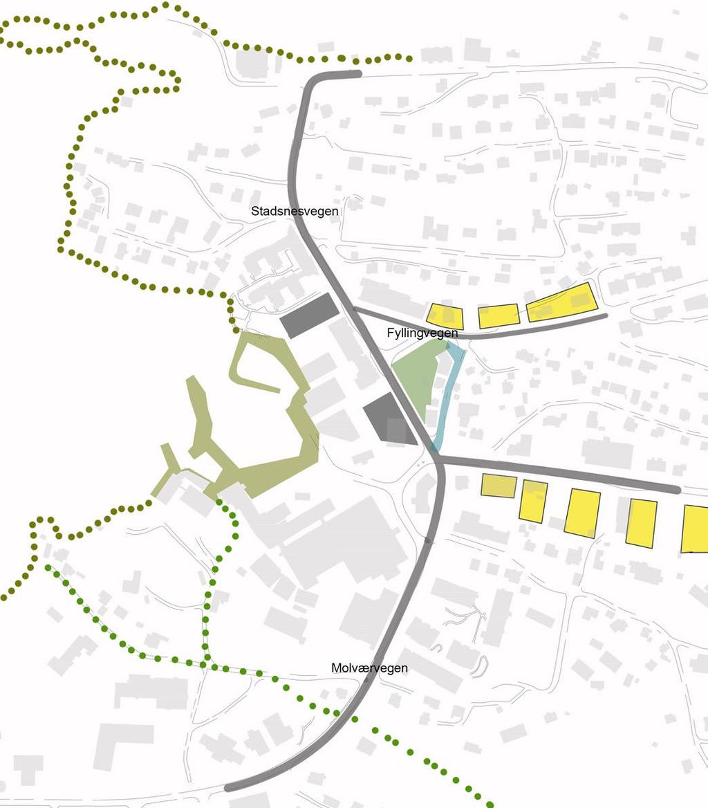 Gruppe 4 - skildring av hovudgrep Dette løysingsforslaget har foreslått ein avlastningsveg til Molvær for å redusere trafikken i sentrum.