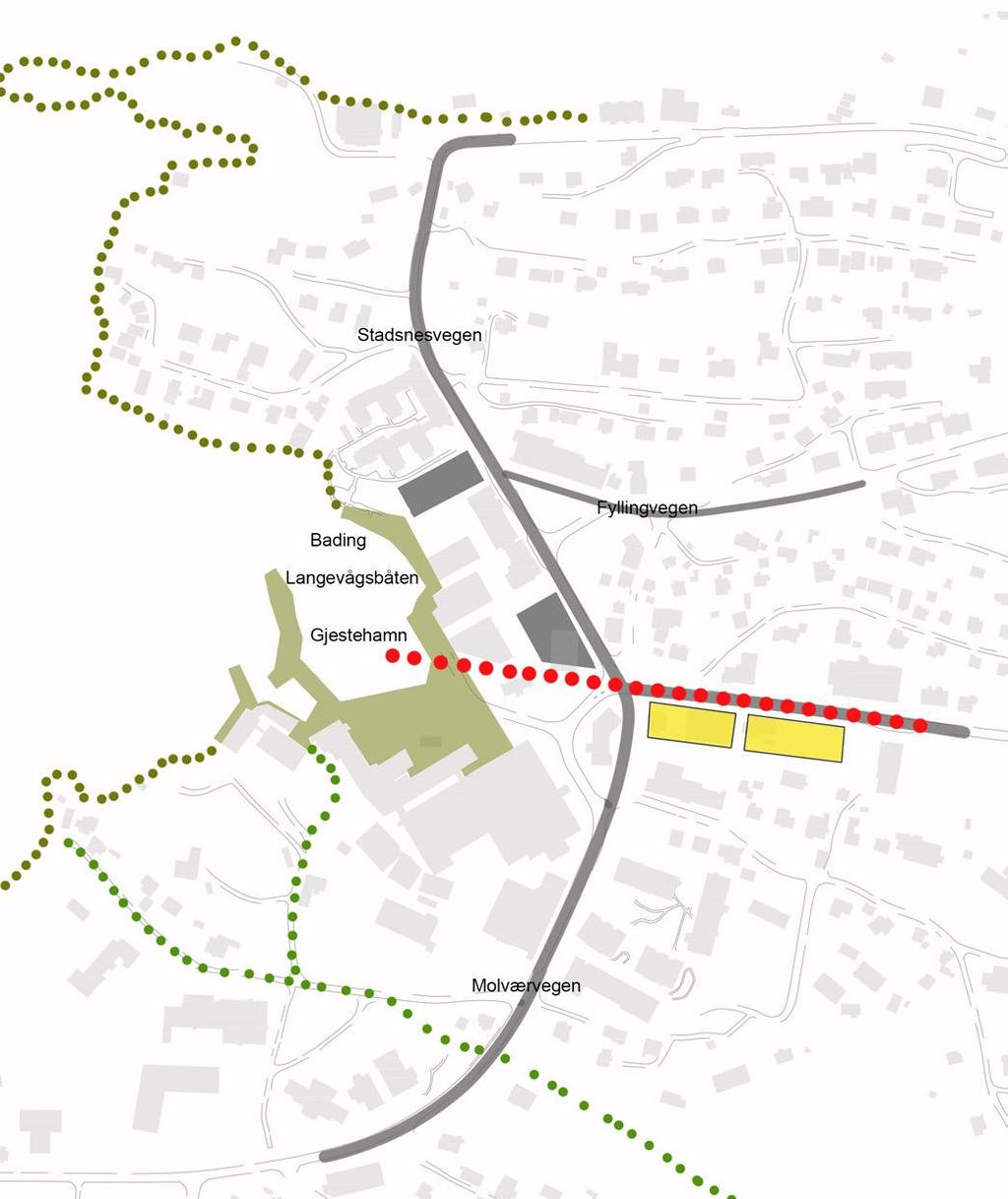 Gruppe 5 - Fasit - skildring av hovudgrep Gruppa har foreslått ein avlastningsveg for å redusere trafikken i sentrum, og har i tillegg lagt om vegen ved det glade hjørnet for å frigi plass til andre