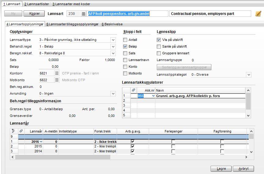 Merk! Det er akkumulator 955 som gjør at grunnlaget kommer korrekt i A-meldingen.