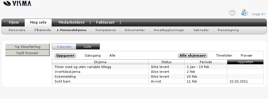 Dersom en registrerer flere feriedager enn en har disponibelt, vil en få melding om det. Det samme skjer hvis en registrerer ferie på et tidspunkt hvor det er fravær.