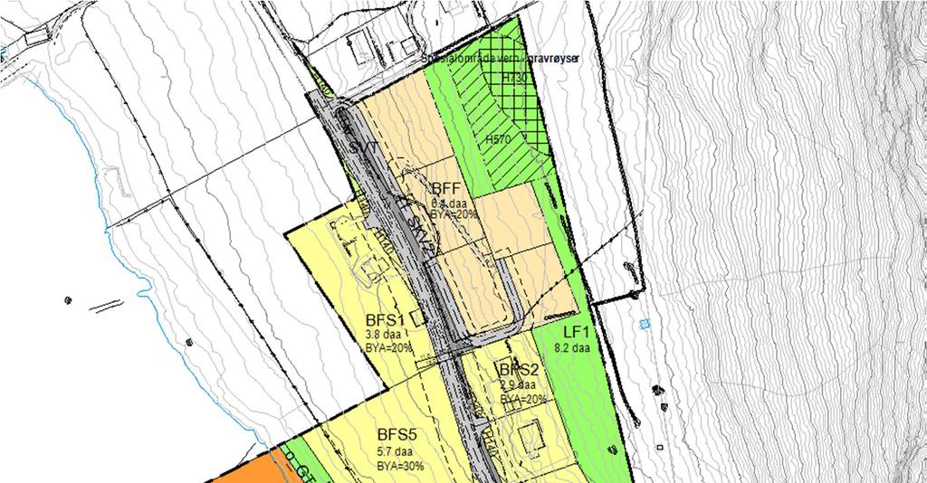 Detaljregulering- reguleringsendring Foto over viser planområdets plassering med rød sirkel.