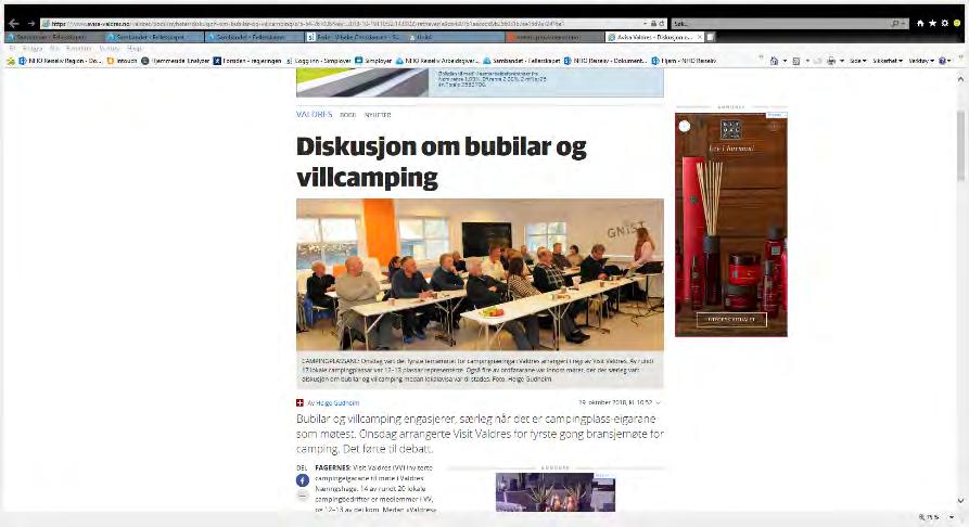 Mediaoppslag om camping