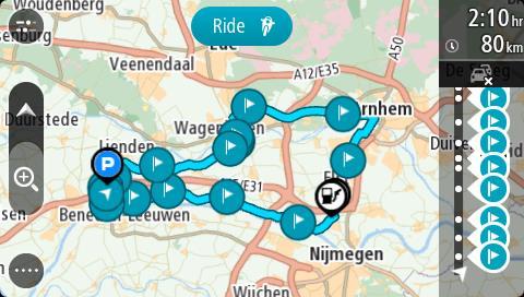 Velg Endre til ett stopp når hurtigmenyen vises. Du kan eventuelt velge Kjør til rute i menyen Gjeldende rute.