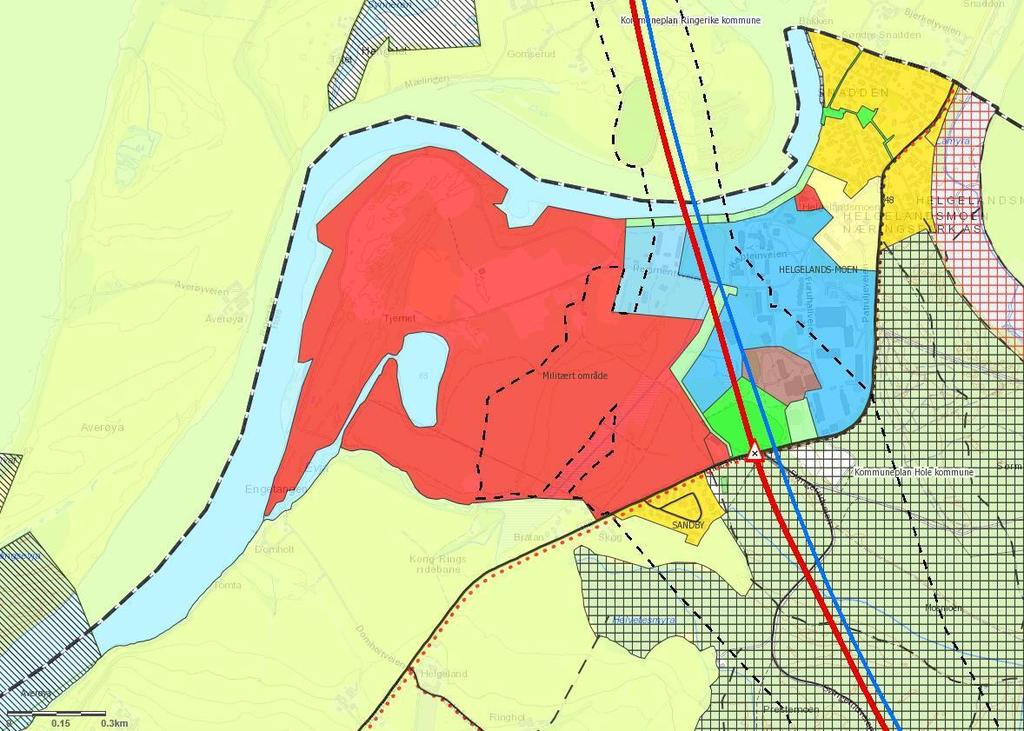 14 av 18 5 LOKALE OG REGIONALE VIRKNINGER 5.1 Planstatus og trafikksituasjon 5.1.1 Dagens vegsystem Området for Helgelandsmoen næringspark (og boligområdene rundt) har i dag forbindelse med dagens E16 ved Botilrud.