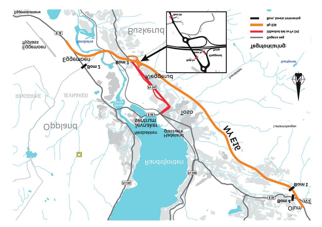 2017 2018 Prop. 72 S 5 5 Utbyggings- og finansieringsopplegg Utbyggingen av E16 Eggemoen Jevnaker Olum er forutsatt finansiert med statlige midler og bompenger. Den statlige andelen utgjør 42 pst.