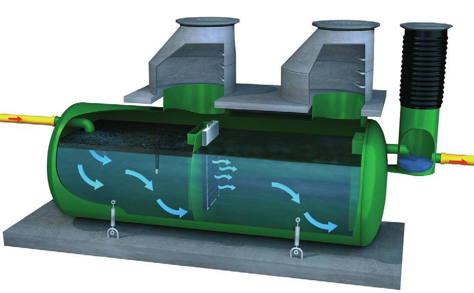 VMT-konsept Olje- og fettutskiller for industrielt avløpsvann 4.4 Type UK-H oljeutskiller UK- H er en horisontal liggende gravimetrisk oljeutskiller med Rhodius koalesensfilter.