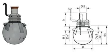 dahl.no 11.2 EuroREK Omega fettutskillere i PE f/nedgraving m/alarm Vare Dy1 Dy2 Di1 Mål (L x B x H) D-fett E-sandfang Vekt kg 323 07 09 323 07 11 NS4 EuroREK Omega fettutskiller PE for utv.