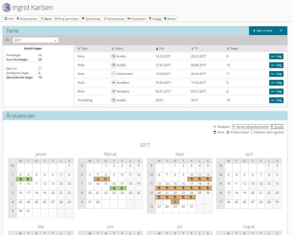 3. Ferie Søk om ferie 1.