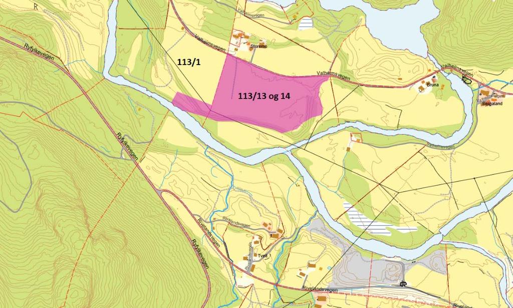 Driftsplan Øvre Valheim øst 5 1.4 Eierforhold Eiendommer som berøres direkte av driftsplanen er gnr. 113, bnr. 1 (tilkomstvei) og gnr. 113, bnr. 13 og bnr. 14 i Hjelmeland kommune.