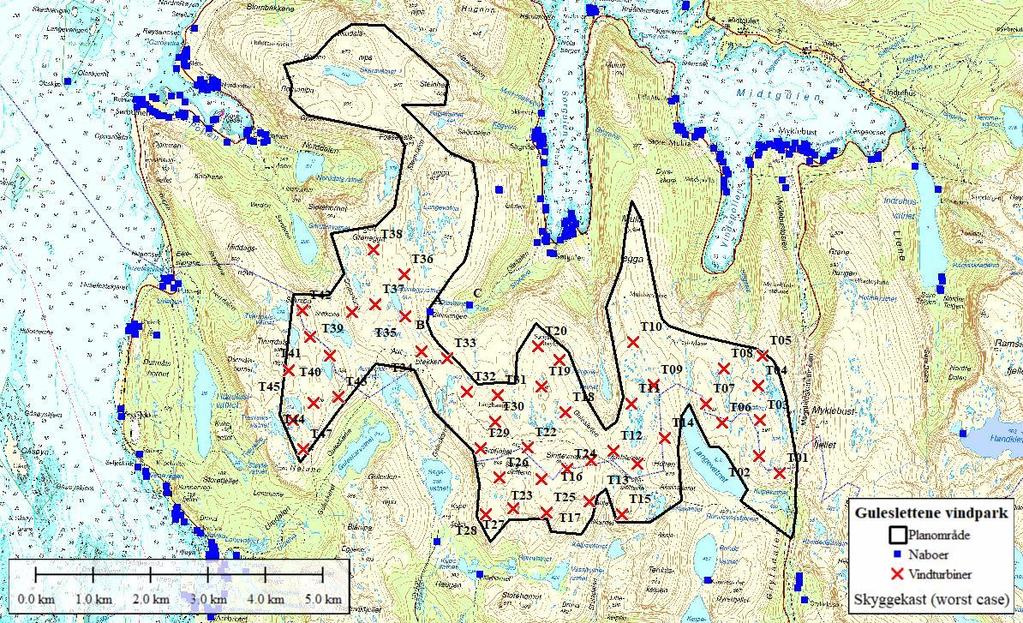 N O T AT Side 1 av 7 Forfatter: Kyle Brennan, Terje Sellevåg Olav Rommetveit, Dato: 23-03-2018 Til: Vindkraft AS Kopi: Johnny Hansen G U L E S L E T T E N E V I N D P A R K - B E R E G N I N G A V S