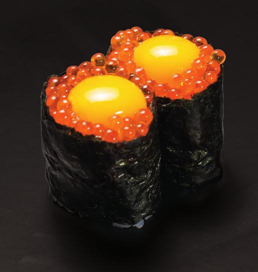 Salmon roe with quail egg