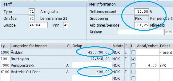 Utklipp fra IT0008 Grunnlønn (A) Utklipp fra lønnsslipp for