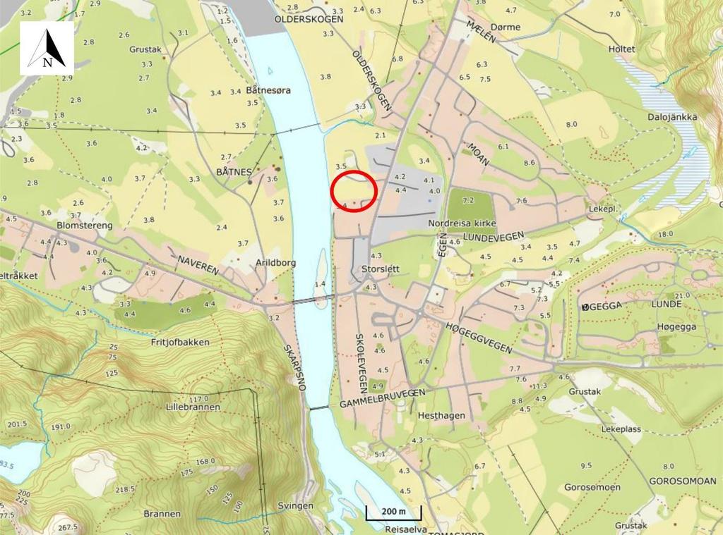 3.2. Tidligere grunnundersøkelser Det er tidligere blitt utført flere geotekniske grunnundersøkelser i områder på Storslett og i Sørkjosen.