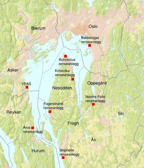 Teknokratisk mulighetsstudie Renseanlegg Gjennomsnittlig utløpsmengde (l/s) Utslippsdyp Resipient Vannkvalitet i resipient VEAS 3 300 42 Lysakerfjorden Tilfredsstillende Bekkelaget 1 500 50