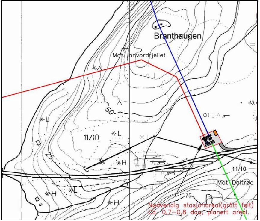 2 Anlegg i Innvordfjellet transformatorstasjon I forbindelse med Innvordfjellet vindkraftverk søker NTE Nett om å sette inn en transformator med omsetning 66/22 kv og ytelse 15 MVA og ett 66 kv