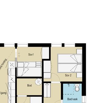 HYTTE B: HYTTE B: 9 stk med bod. Grunnflate 65 m2 + innredet hems med ikke tellende areal.