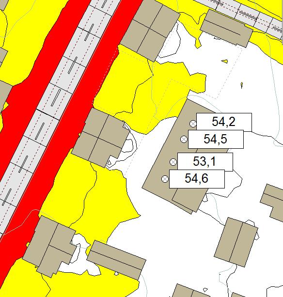 Med antagelse om at uteplassene tilfredsstiller krav til størrelse på utendørs oppholdsareal, vil anbefalingene gitt i T-1442 være oppfylt, betinget av at skjermingstiltak utføres som foreslått i