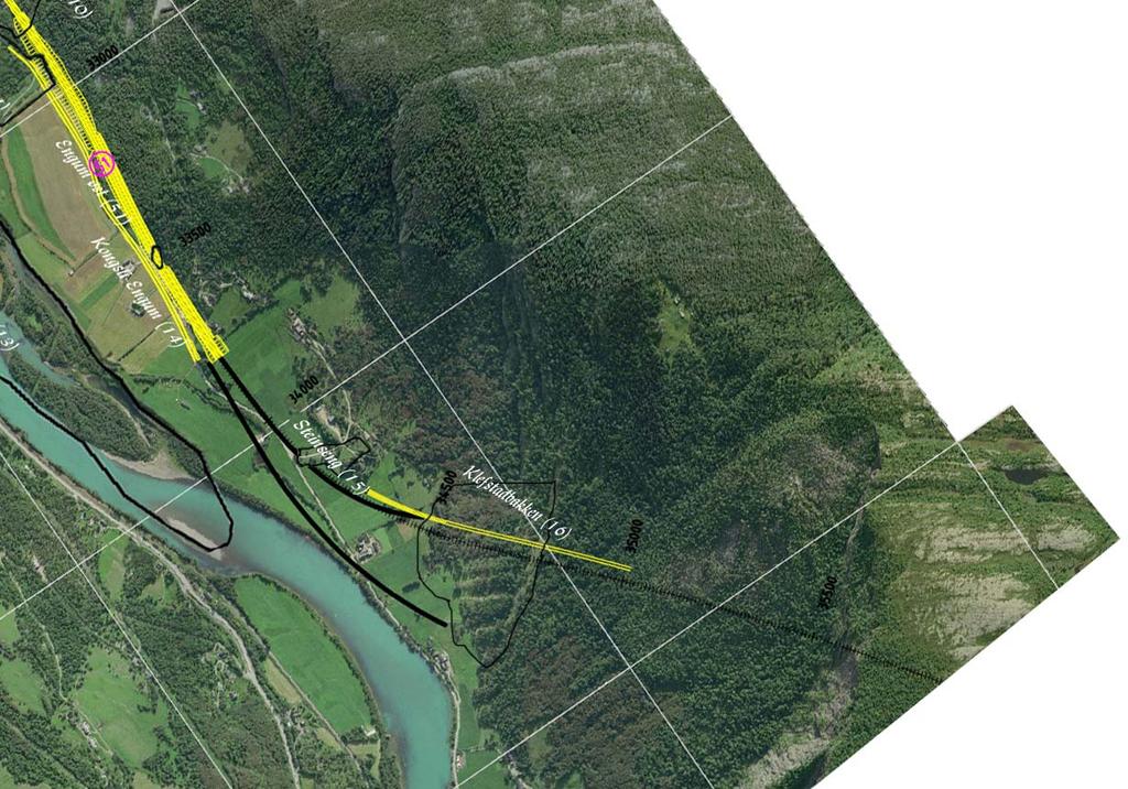 Figur 5 Registrerte naturtypeområder Teigkampen Vurderinger Vegtrasèen inn mot tunnelpåhugg i Teigkampen har to alternativ.