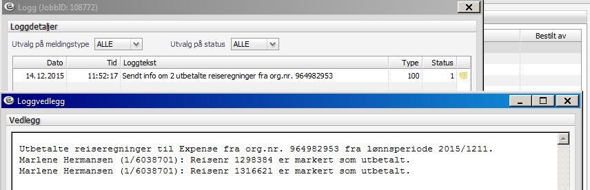 Ver.0.02 Side: 5 av 14 Eksport av status for utbetalte reiseregninger: Gjøres utbetalingsdag for lønnskjøringen eller senere. 1. Fyll inn Periode (lønnskjøringsnummer) som ønsker overført 2.