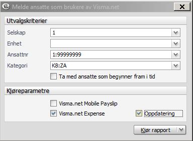 Ver.0.02 Side: 6 av 14 Overføre ansatte som brukere av Visma.net Expense: Generelt: For å melde inn nye brukere til Visma.