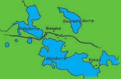 som intresserar oss i detta sammanhang. Den ena är Bieskehávrre (gen.sg. i förleden) i norra delen av Arjeplogs kommun (karta 2).