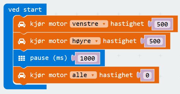 motorene kjøre i ett sekund, kan man legge inn det følgende programmet: Fargene på blokkene korresponderer med fargene til kategoriene der man finner dem, det gjør dem enklere å finne.