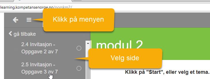 SIDE 11 AV 12 Andre navigeringsmuligheter Bruk hjem-knappen for å gå til forsiden til modulen. Den ligger i bunnteksten på alle sider. Bruk innholdsmenyen for å gå til en bestemt side.