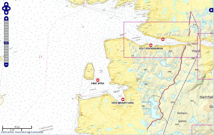 B-undersøkelse Øyra 2. Materiale og metode 2.1 Område og stasjonsvalg Lokaliteten ligger sørøst for Mårøya i Laksefjorden, Lebesby kommune, Finnmark.