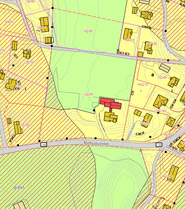 Planstatus og overordnede føringer Planområdet er i dag uregulert og ligger delvis avsatt til boligformål og delvis i areal avsatt til landbruk-natur og friluftsområde (LNF) i kommuneplanen (se