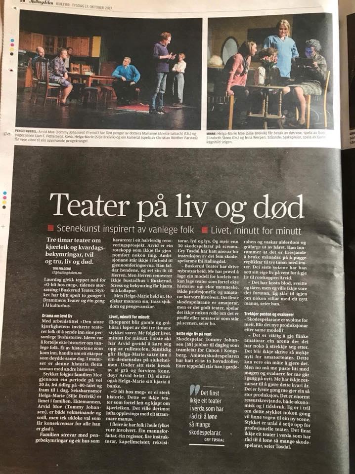 Det ble spilt 2 forestillinger i Drammens Teater og 1 i Ål kulturhus for et samlet publikum på 626.