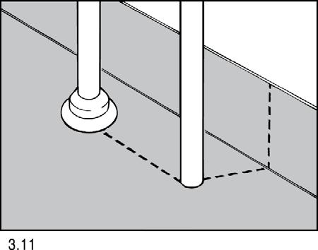 Dersom det skal legges keramisk flis på veggplater og gulvbelegg skal være vanntett belegg på gulv anbefales det at gulvbeleggets oppbrett er min. 150 mm. 3.