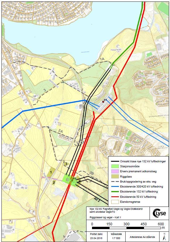 Figur 4.17. Lokalisering av omsøkte veier/ kjørespor og riggplasser, Vagle - Stokkeland 4.