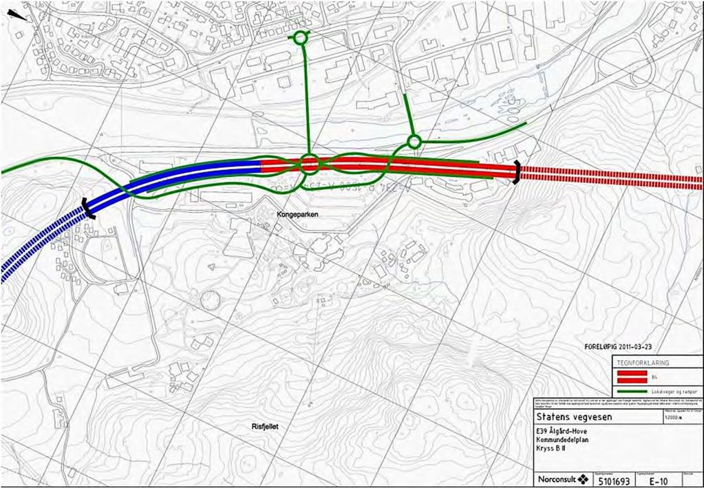 Oppdragsnr.: 50693 7 KRYSSALTERNATIV FOR HOVEDLØSNING 3, TUNNEL SØR OG NORD FOR KONGEPARKEN (ALT.