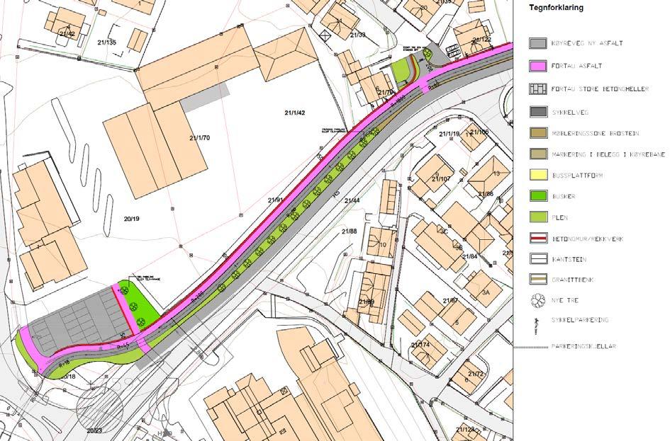 2.2 PLANLAGT LØYSING Skissene nedanfor viser planlagt sykkelveg(grå) med fortau