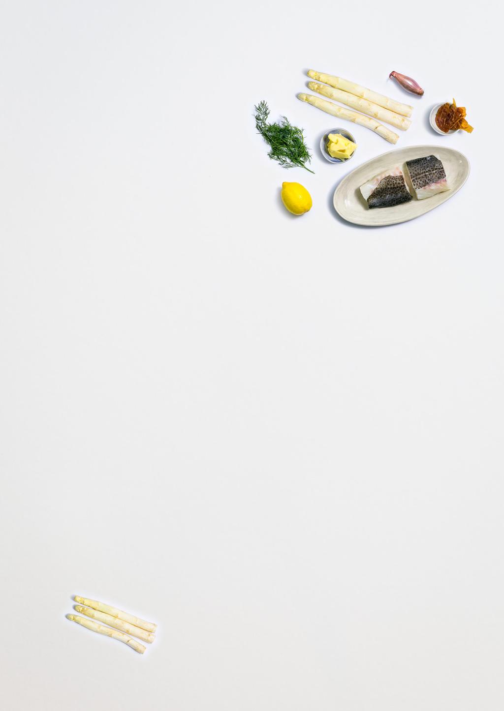 Pannestekt torskeloin Sitronglasert hvit asparges og sprø Suldalskinke Tore: Hvit asparges i sesong er en av vårens store høydepunkter!