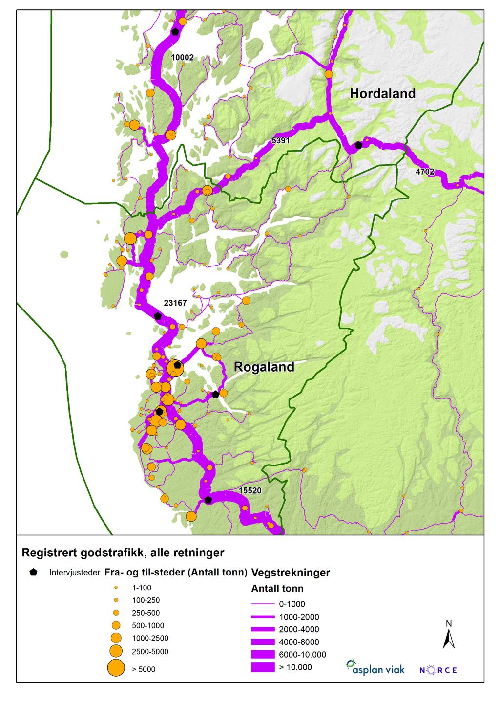 GODSTRANSPORT I ROGALAND 2018 Figur 4-4: Registrert godstransport i 48