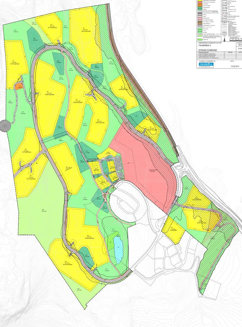 1 INNLEDNING Det utarbeides nå detaljregulering for Taumarka II B2, i Strand kommune. Områdeplanen er vist i figur 1 og detaljplanen er vist i figur 2.