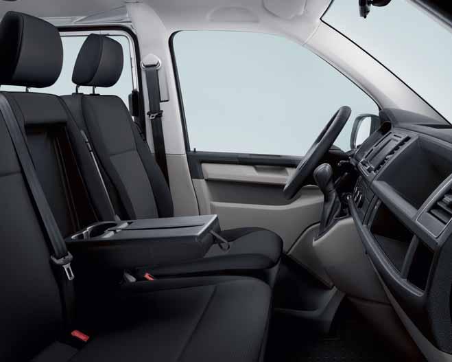 Komfortutstyr og innvendig utstyr Volkswagen Caravelle 40 41 06 05 07 08 05 Dobbelt passasjersete: Det kan leveres dobbeltsete i stedet for enkeltsete på passasjersiden foran.
