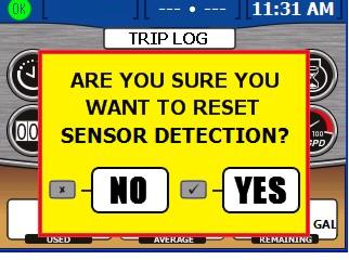Del 2 - Oppsett og kalibrering 4. For å utføre "RESET SENSOR DETECTION" (tilbakestill sensorregistrering) trykker du på enter-knappen for å bekrefte.
